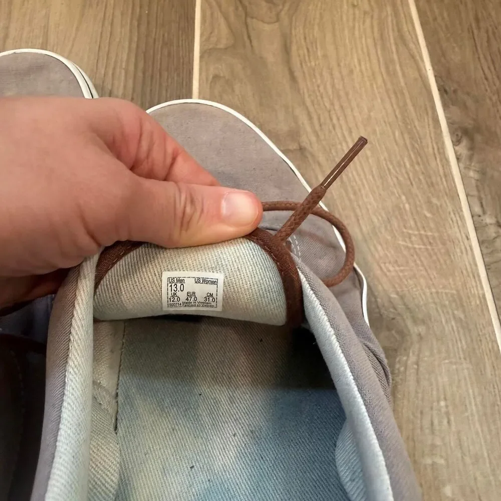 Men's Canvas and Brown Leather Lace Up Sneakers, Size 13